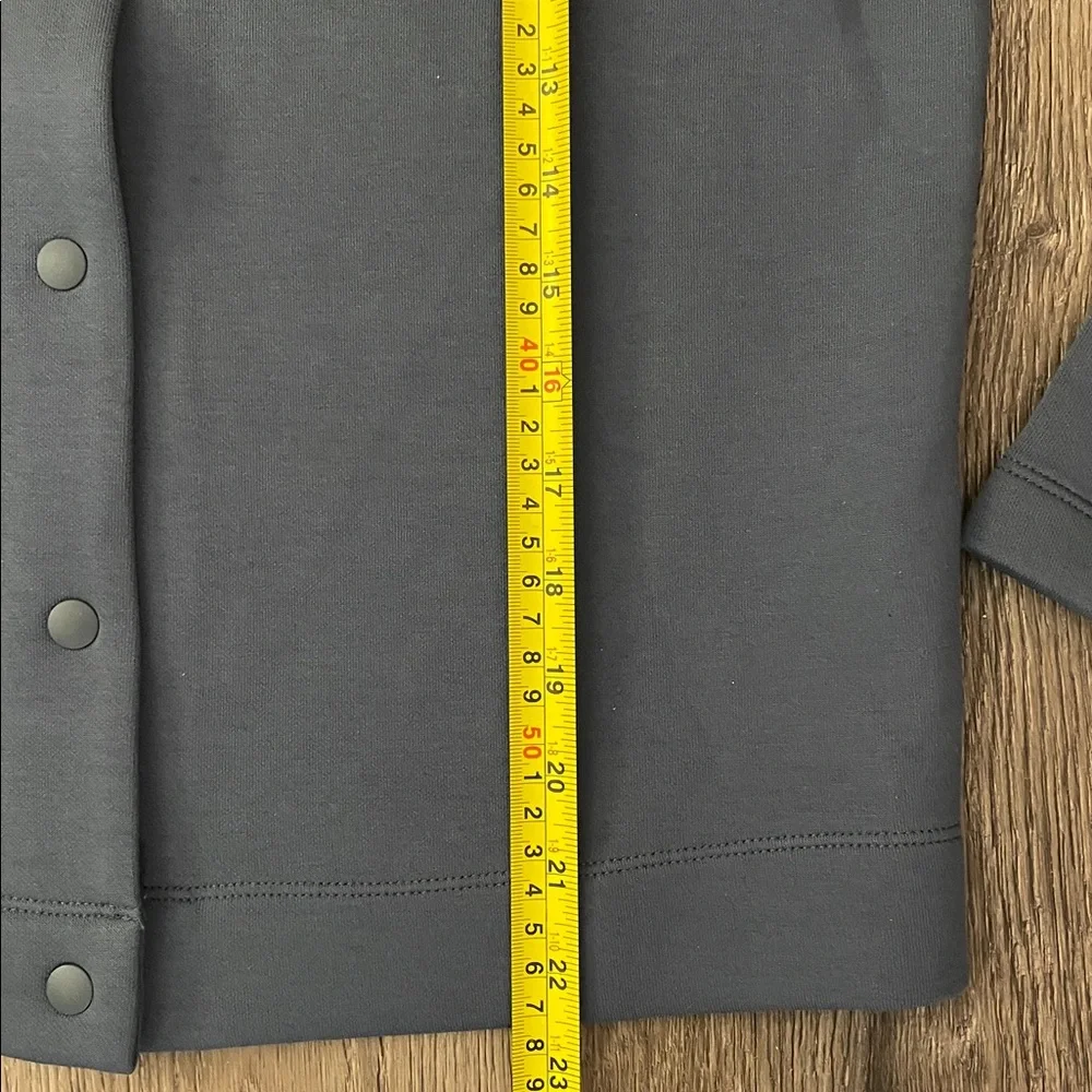 Muji Blue Snap Cardigan Sweatshirt Womens Size Medium M Scuba Cotton Fleece - Picture 9 of 11
